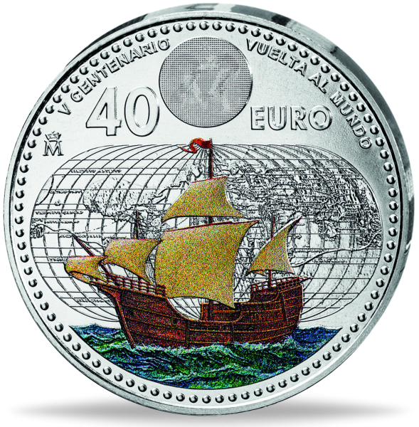 40 E 500 Jahre Weltumsegelung - Münze Vorderseite