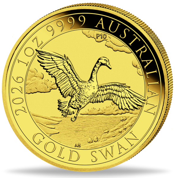 Australien 100 AUS-Dollar Schwan 1 Unze Gold 2026 - Münze Vorderseite