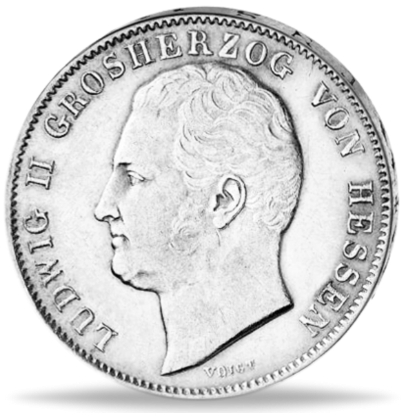 1/2 Gulden 1838-1846, Großherzog Ludwig II. - Vorderseite historische Münze