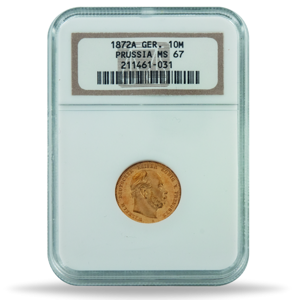 10 Mk 1872 (J.242), Kaiser & König Wilhelm I, NGC MS-67 - Münze Slab Vorderseite