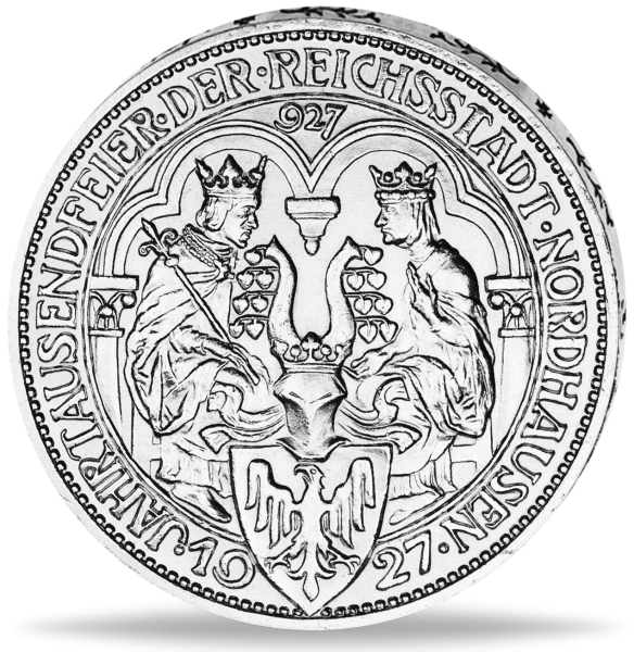 3 Reichsmark „1.000 Jahre Nordhausen - A“ 1927 - Silber - Münze Vorderseite