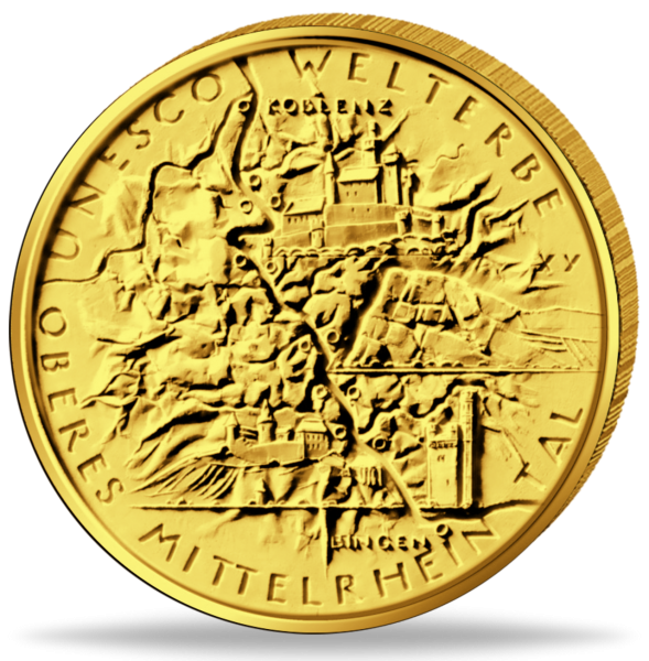 100 Goldeuro „Oberes Mittelrheintal“ - Münze Vorderseite