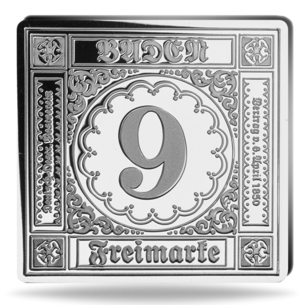 9 Kreuzer Baden Freimarke 1851 - Münze Vorderseite