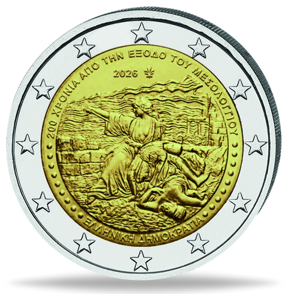 2 Euro 100 Jahre Exodus von Messolonghi, 2026, bfr. - Münze Vorderseite