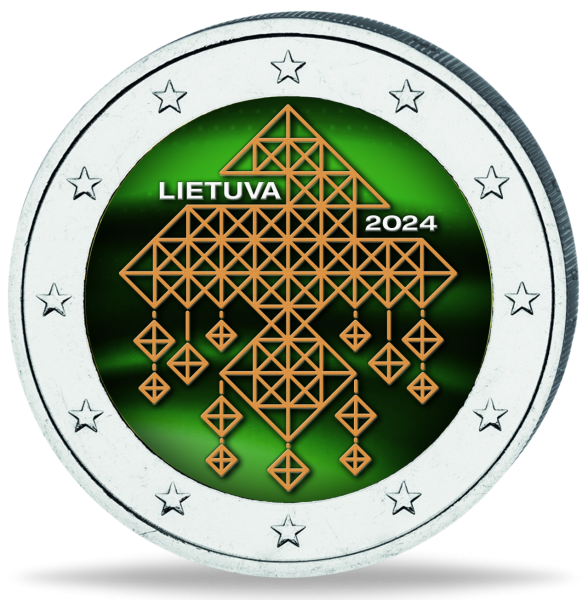 2 Euro Strohgärten, Litauen, 2024, bfr., mit Farbapplikation - Münze Vorderseite