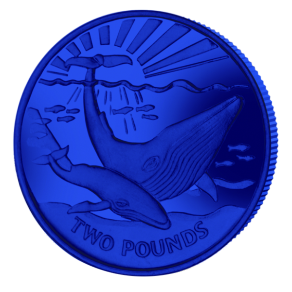 2 Pfund Blauwal Blau Titan - Vorderseite Münze