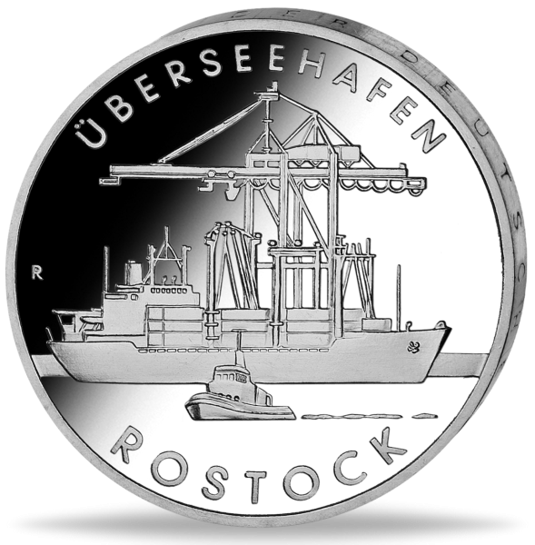 5 Mark der DDR Überseehafen Rostock - Münze Vorderseite