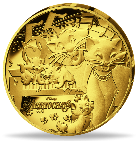 Frankreich, 50 Euro Aristocats, 2025, 1/4 oz Gold, PP, Etui - Münze Vorderseite