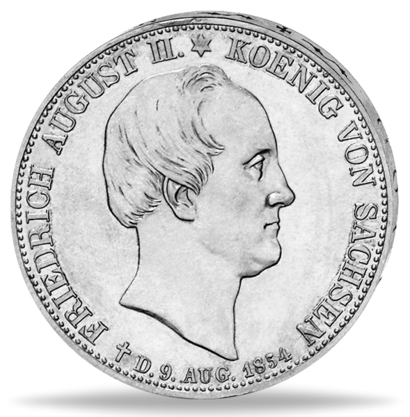 Doppeltaler 1854 (Thun 331), König Friedrich August II - Münze Vorderseite