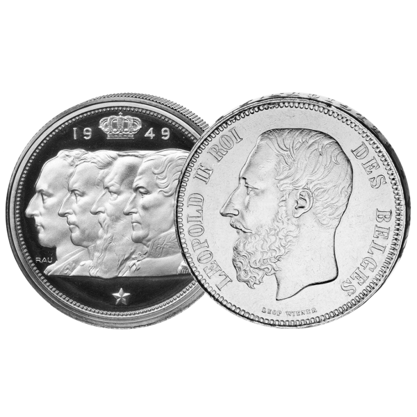 5 Belgische Francs Leopold + 100 Belgische France 4 Könige - Satzbild