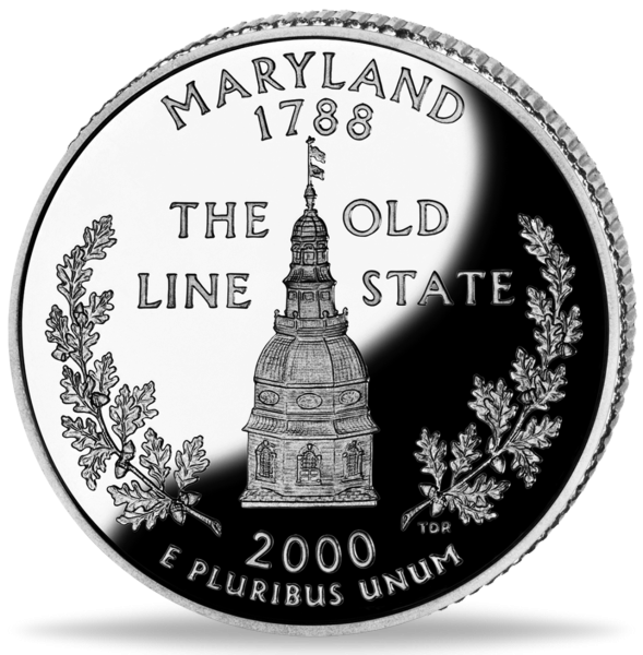 USA, 1/4 $ Maryland, State Quarter-Serie, 2000, bfr - Münze Vorderseite
