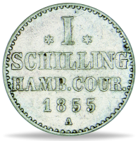 Freie und Hansestadt Hamburg, 1 Schilling 1823-1855 - Münze Vorderansicht Freie und Hansestadt Hamburg, 1 Schilling 1823-1855 - Münze Vorderansicht