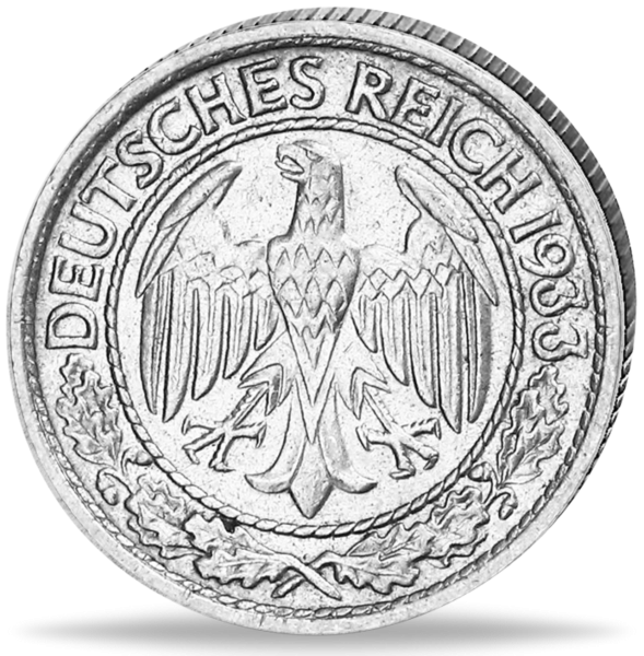 50 Reichspfennig - G - Nickel - Münze Vorderseite