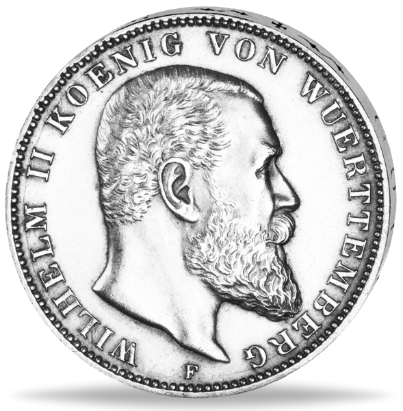 Württemberg 3 Mark „König Wilhelm II.“ 1908-14 - Münze Vorderseite