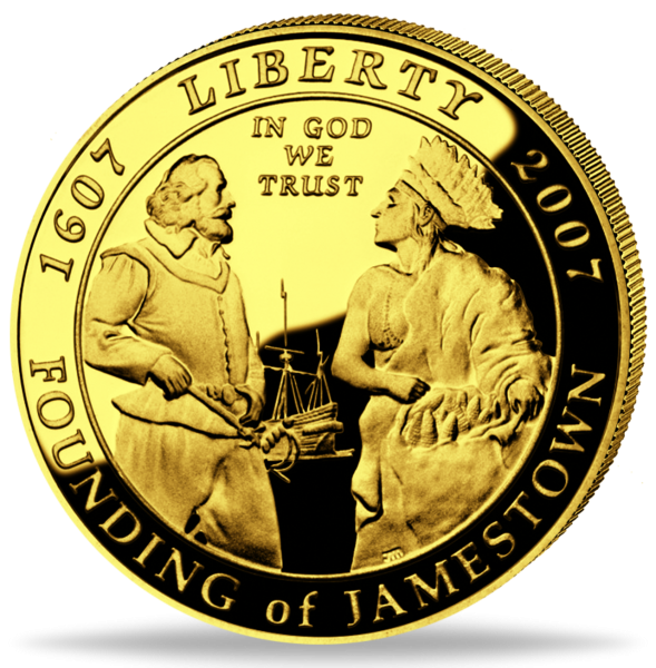 5 Dollar 400 Jahre Jamestown - Münze Vorderseite