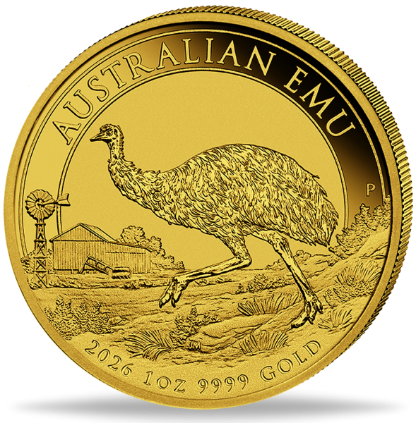 100 Dollar Emu 1 Unze Gold - Münze Vorderseite