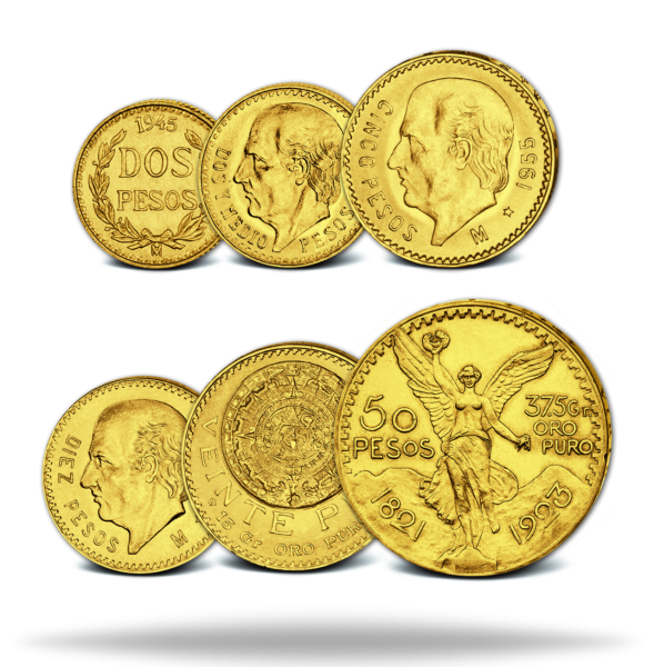 Gold aus Mexiko - 6 Münzen - Satzbild