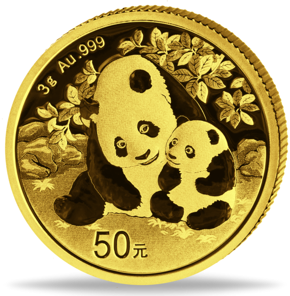 China 50 Yuan Panda 3 Gramm Gold 2024 - Münze Vorderseite