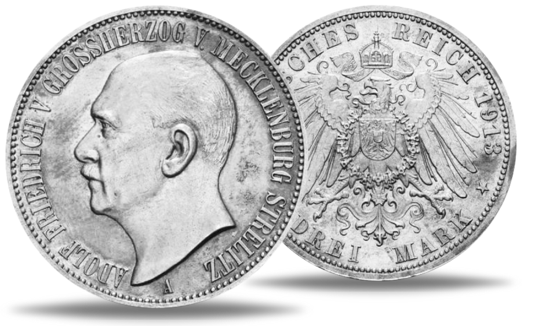 Großherzogtum MecklenburgStrelitz, 3 Mark 1913, Adolf Friedrich V