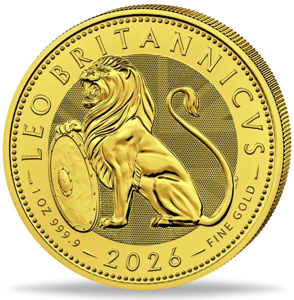Großbritannien 100 Pfund British Lion 2026 1 Unze Gold - Münze Vorderseite