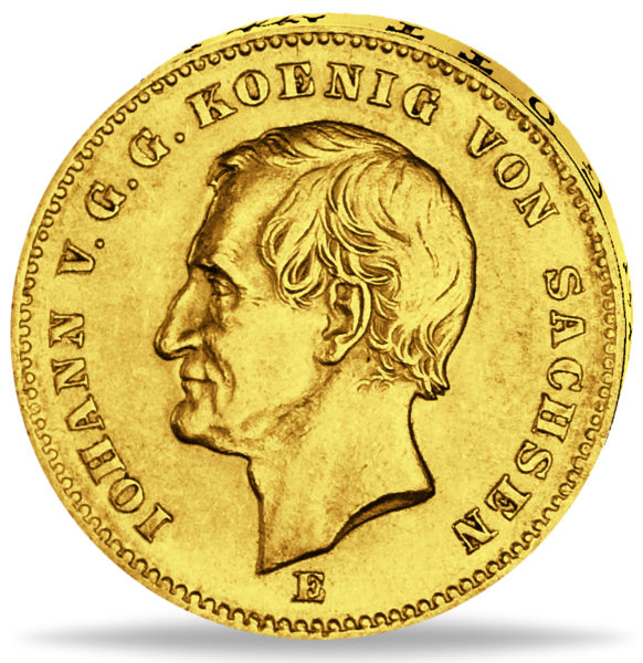 Königreich Sachsen, 20 Mark 1872, König Johann I. - Münze Vorderseite