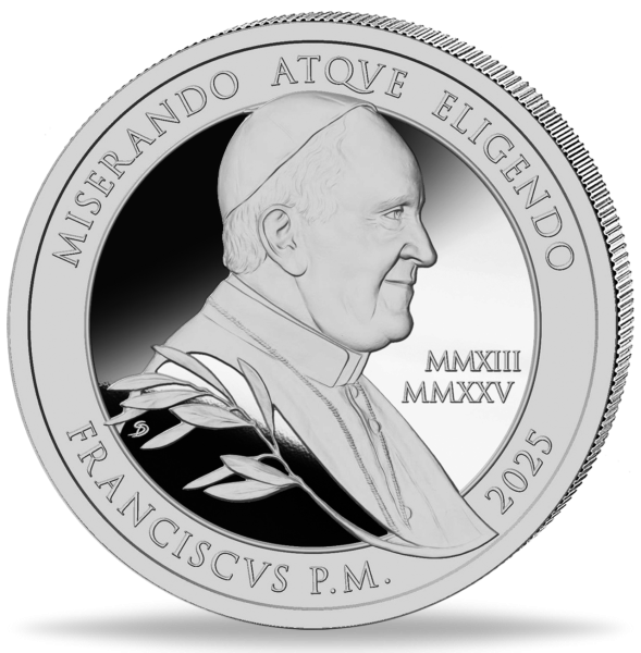 Malta, 1,5 Euro Papst Franzikus, 2025, 1 oz Silber, PP - Münze Vorderseite
