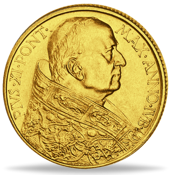 100 Lire Pius IX 1933 34 - Vorderseite Münze