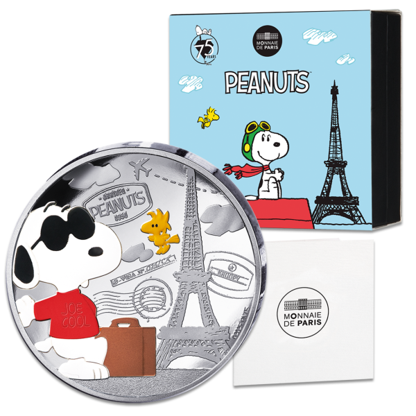 10 Euro Snoopy in Paris mit Farbapplikation - Münze mit Präsentationsbox