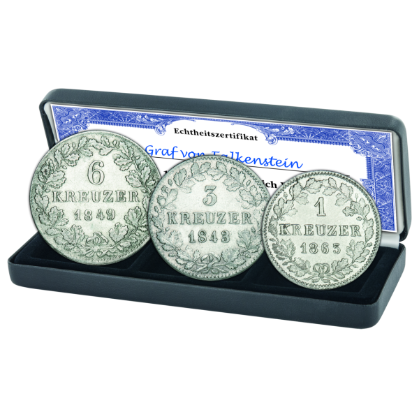 Königreich Württemberg, Kreuzer-Satz (3 Münzen), König Wilhelm I. - Satzbild