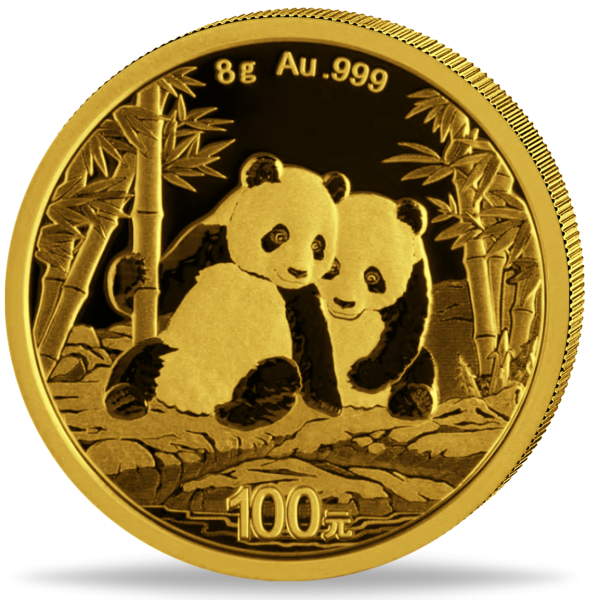 100Yuan Panda 8 Gramm Gold - Münze Vorderseite
