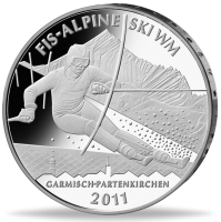 10 Euro Alpine Ski WM - Münze Vorderseite 10 Euro Alpine Ski WM - Münze Vorderseite