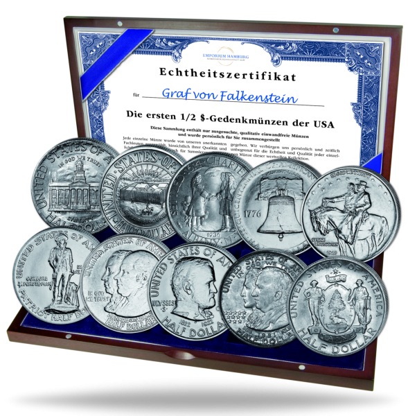 USA, 10x 1/2 US-Dollar „Erste Silber-Gedenkmünzen der USA“ (10 Münzen) - Silber