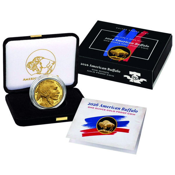 USA, 50 Dollar Büffel 2026, 1 Unze Gold, Polierte Platte - Münze in Etui