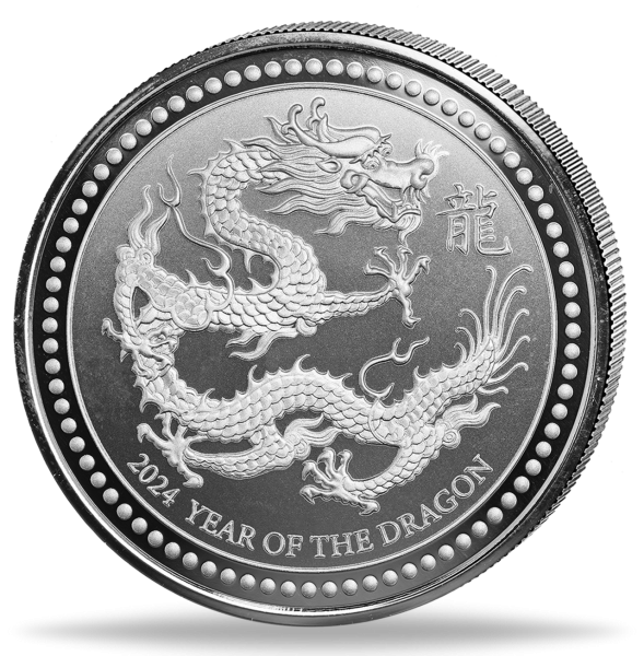 Samoa 2 Tala Drache 1 Unze Silber 2024 - Münze Vorderseite