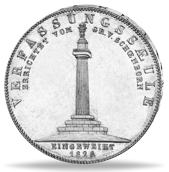 Geschichts-Taler 1828 (T.55), Verfassungssäule – Münze Rückseite