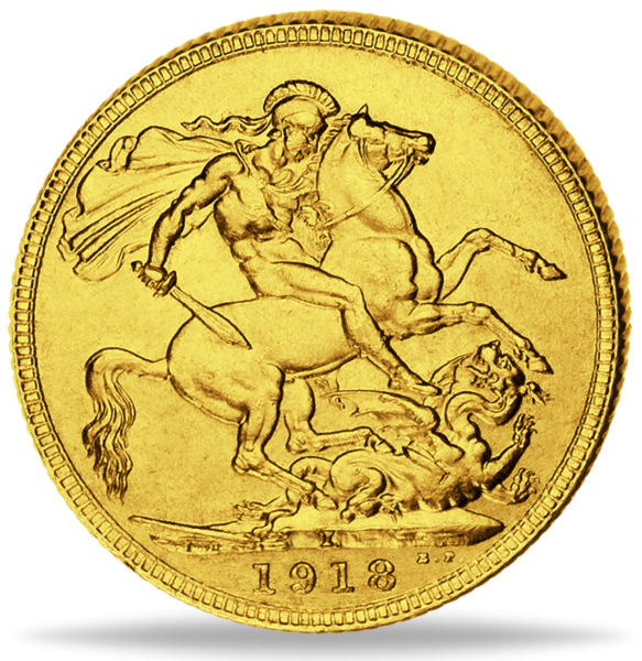 1 Pfund George V. 1918 Indien - Gold - Münze Vorderseite