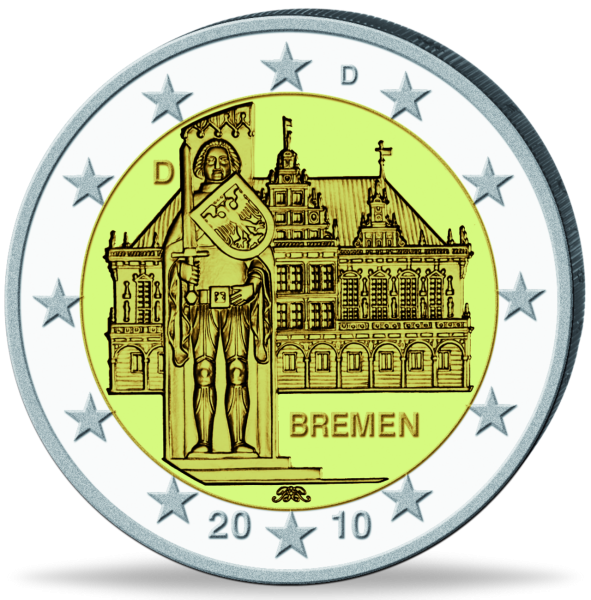 2 Euro Bremer Rathaus mit Roland - Prägestätte unserer Wahl - Münze Vorderseite