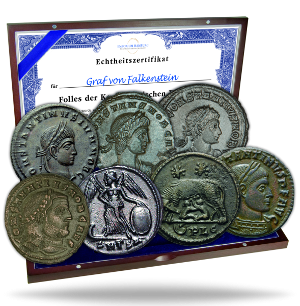 Römisches Reich, Kollektion Konstantinische Dynastie, 7 Mz. - Satzbild in Etui