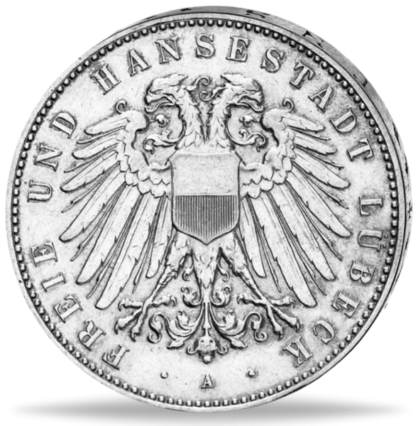 Lübeck, 5 Mark 1908 (Jäger 83) Deutsches Kaiserreich Silber - Münze Vorderseite