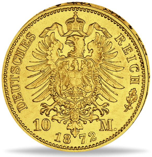 Preußen 10 Mark „Kaiser Wilhelm I. - A“ 1872 - Gold - Münze Rückseite