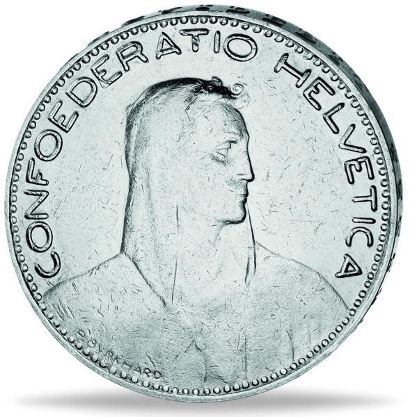 5 Schweizer Franken - Silber - 1922-28, Alphirte - Münze Vorderseite