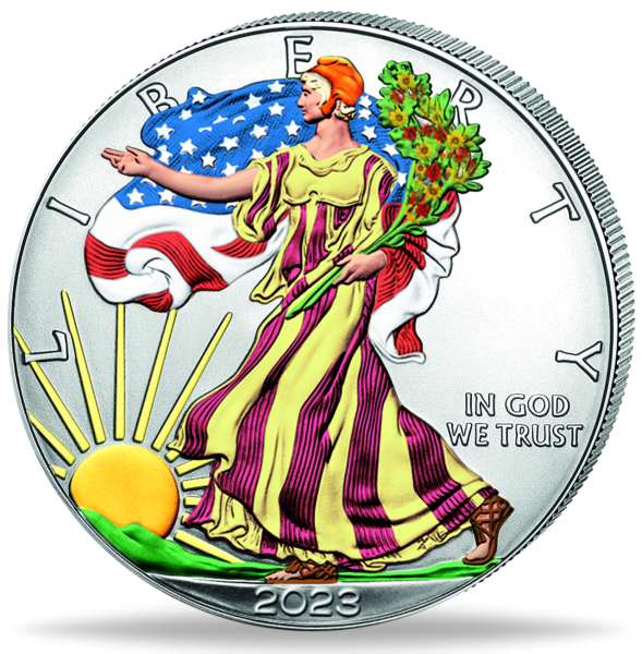 1 Dollar Eagle mit Farbarbapplikation - Münze Vorderseite