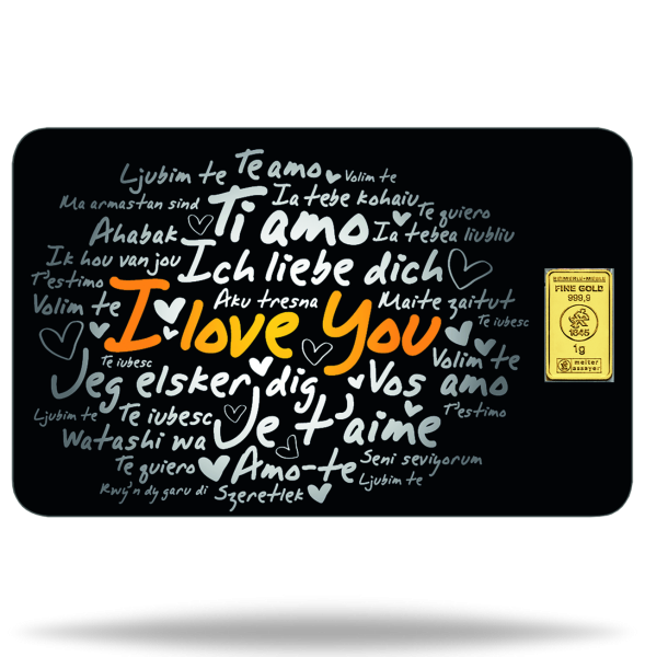 Finecard Liebe Gold - Geschenkbarren Vorderseite