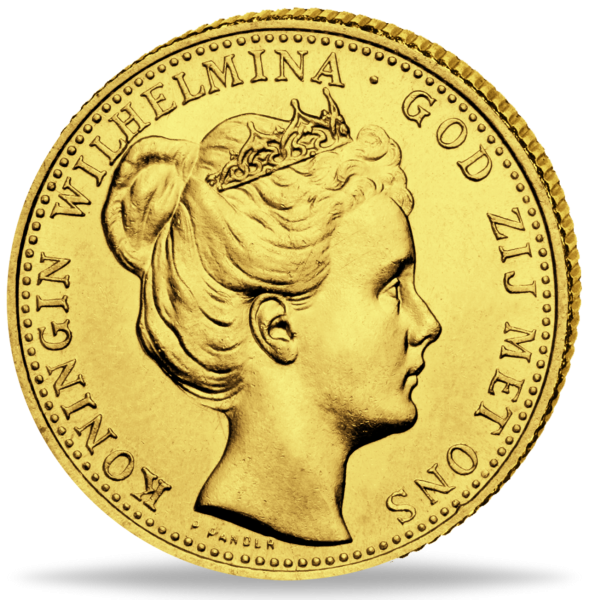 10 Hfl Wilhelmina mit Krönlein - Vorderseite Münze