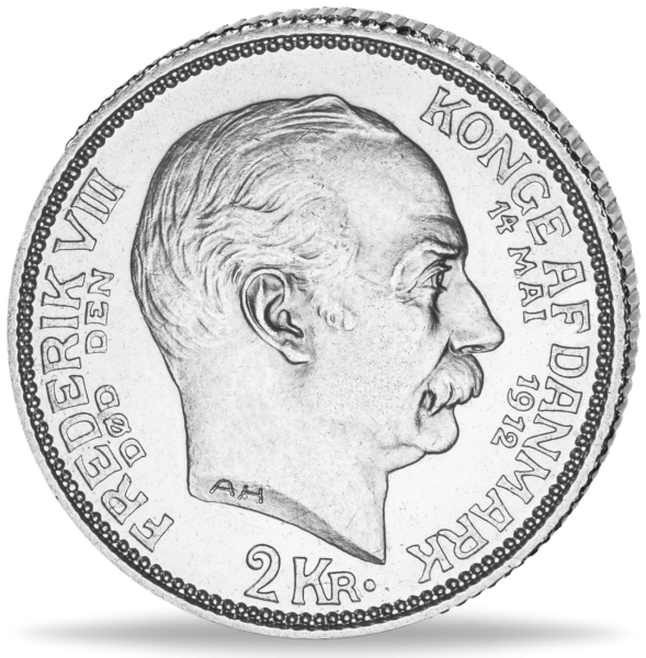 2 Dänische Kronen Fred. VIII und Cristian_X 1912 - Vorderseite Münze