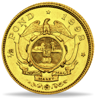 Südafrika, 1/2 Pfund (Pond) 1892-1897 Ohm Krüger - Gold - Münze Vorderseite Südafrika, 1/2 Pfund (Pond) 1892-1897 Ohm Krüger - Gold - Münze Vorderseite