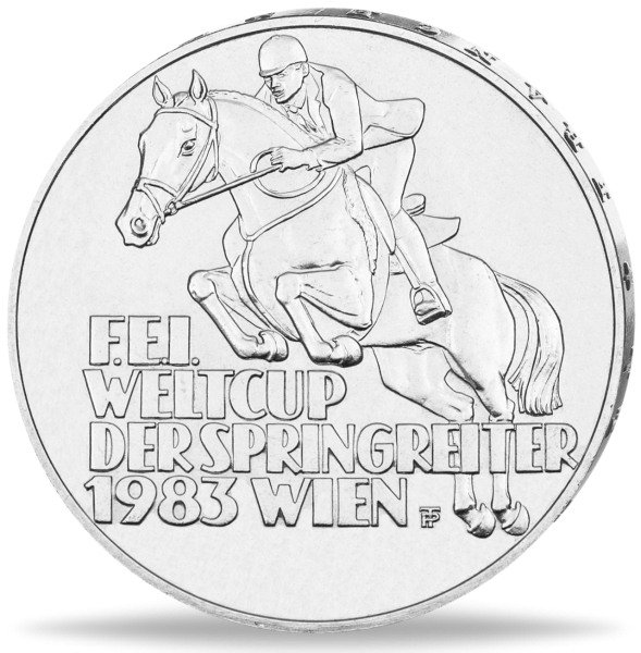 Österreich, 500 Schilling "Springreiter", Silber - Münze Vorderseite