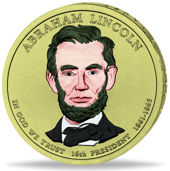 1 $ Lincoln Farbe - Münze Vorderseite