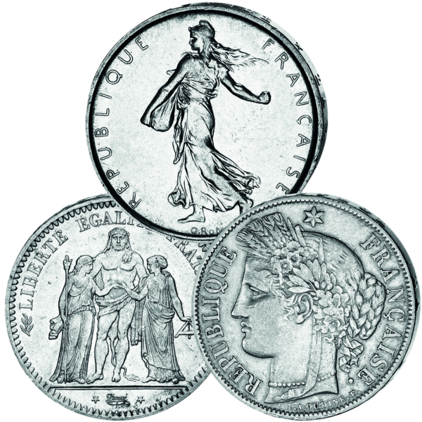 Frankreich, Silber-Satz 5 Francs Frankreich Republik (3 Mz.) - Silber