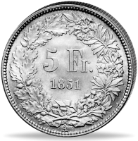 5 Franken - Helvetia - sitzend - Rückseite Münze 5 Franken - Helvetia - sitzend - Rückseite Münze